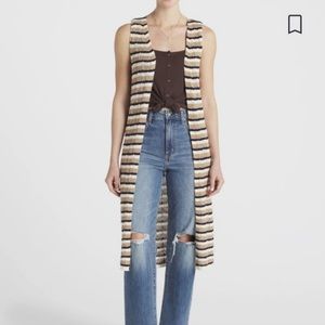 Vigoss‎ Kampala Sleeveless Crochet Duster Cardigan Sweater Striped Medium NWT